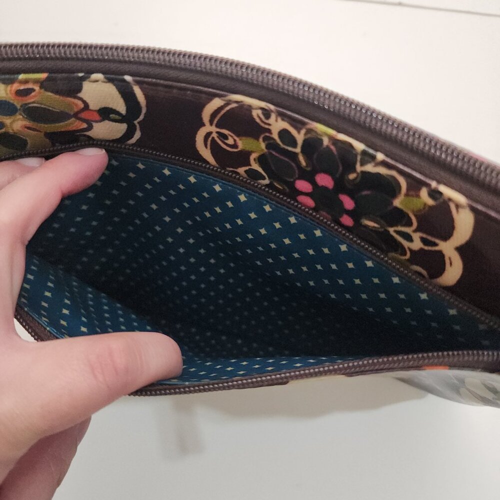 Fossil Floral Medallion Tablet Sleeve Brown Zip Case Boho 10x8 - Picture 7 of 11